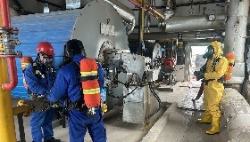 白雪皑皑，迎风战雪---公司开展导热油炉天然气泄漏着火事故专项应急演练